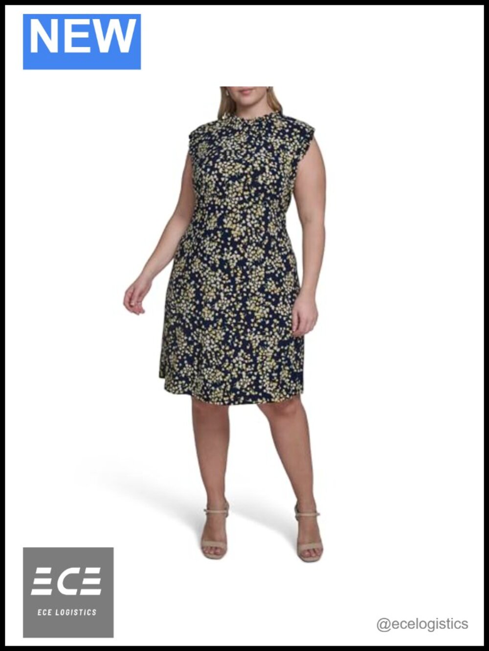 Sleeveless Ruffle Neck Fit & Flare Jersey Dress Mini